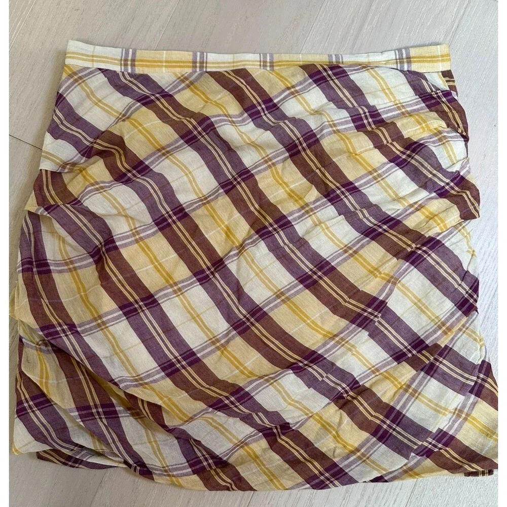 Isabel Marant Plaid Mini Skirt Chic Preppy Cotton Classic Academia Western XL